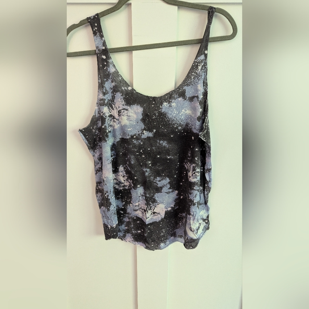WOMEN'S URBAN OUTFITTERS TANK TOP CAT GALAXY SIZE LARGE